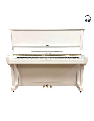 Piano Yamaha U3 blanc brillant silent ouvert