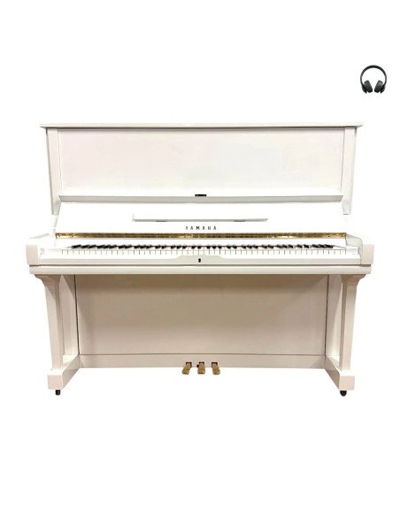 Piano Yamaha U3 blanc brillant silent ouvert