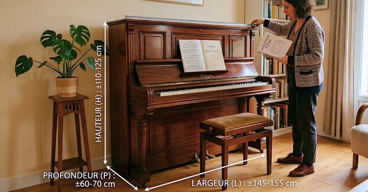 Dimension piano droit : hauteur, largeur, profondeur et guide complet pour choisir le bon modèle